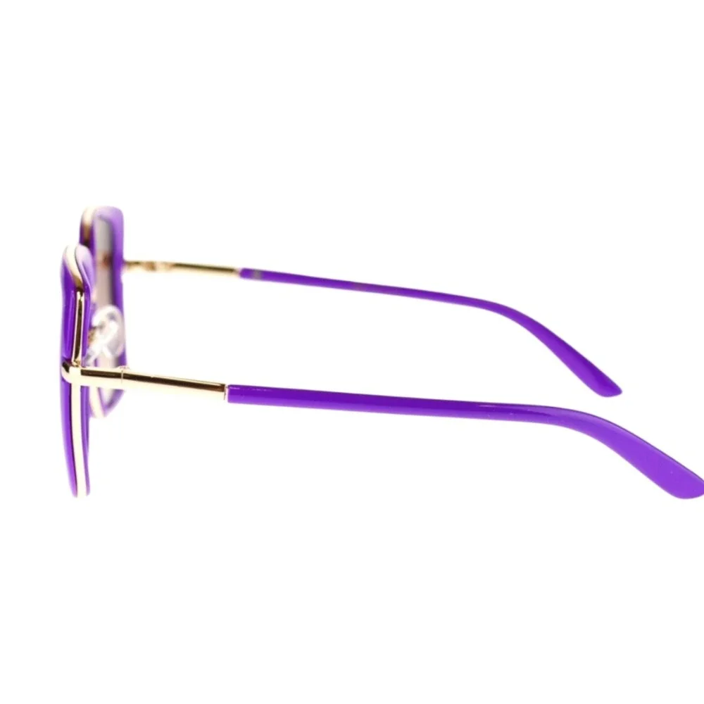 Sunglasses‎ Womens OS Purple New Giselle Square Gold Trim UV400 Protection